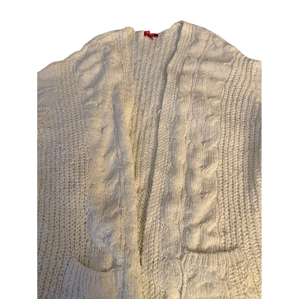 Guess Womens Cream White Cable Knit Open Front Cardigan Sweater XL NWOT - Picture 3 of 5